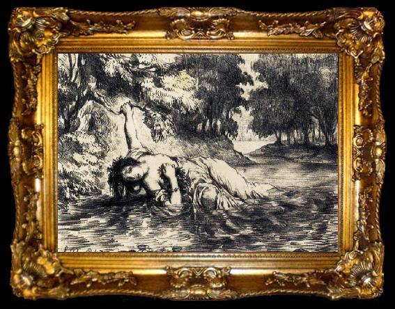 framed  Eugene Delacroix The Death of Ophelia, ta009-2